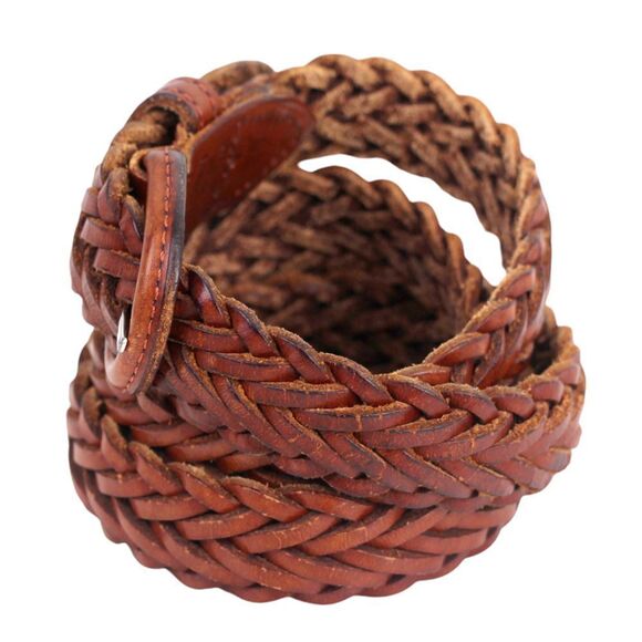 ARGENTINA BRAIDED BROWN GENUINE LEATHER 1" Wd CASUAL MEN'S BELT Sz 38 (G41 - Picture 3 of 12